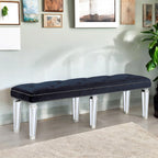 ACME 27357 Varian Bench Black Velvet & Mirrored, Black Velvet & Mirrored