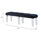 ACME 27357 Varian Bench Black Velvet & Mirrored, Black Velvet & Mirrored  2