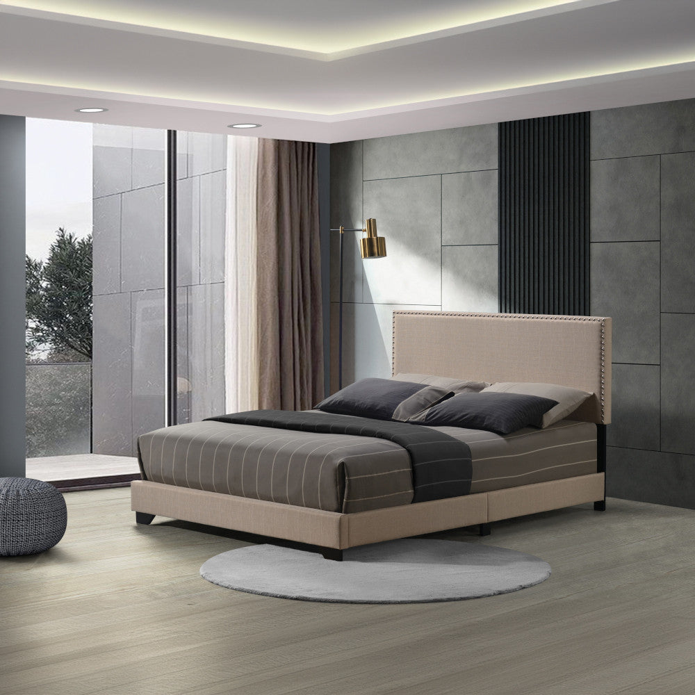 ACME 27420Q Leandros Queen Bed Beige Fabric