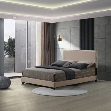 ACME 27420Q Leandros Queen Bed Beige Fabric