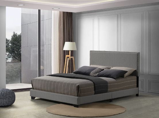 ACME 27430Q Leandros Queen Bed Light Gray Fabric