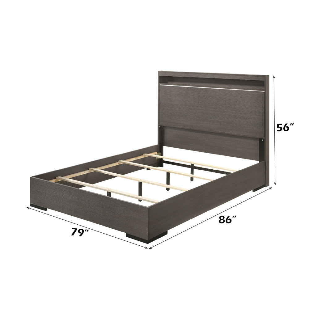 ACME 27647EK Escher Eastern King Bed, LED & Gray Oak