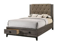 ACME 27667EK Avantika Eastern King Bed with Storage, Fabric & Rustic Gray Oak