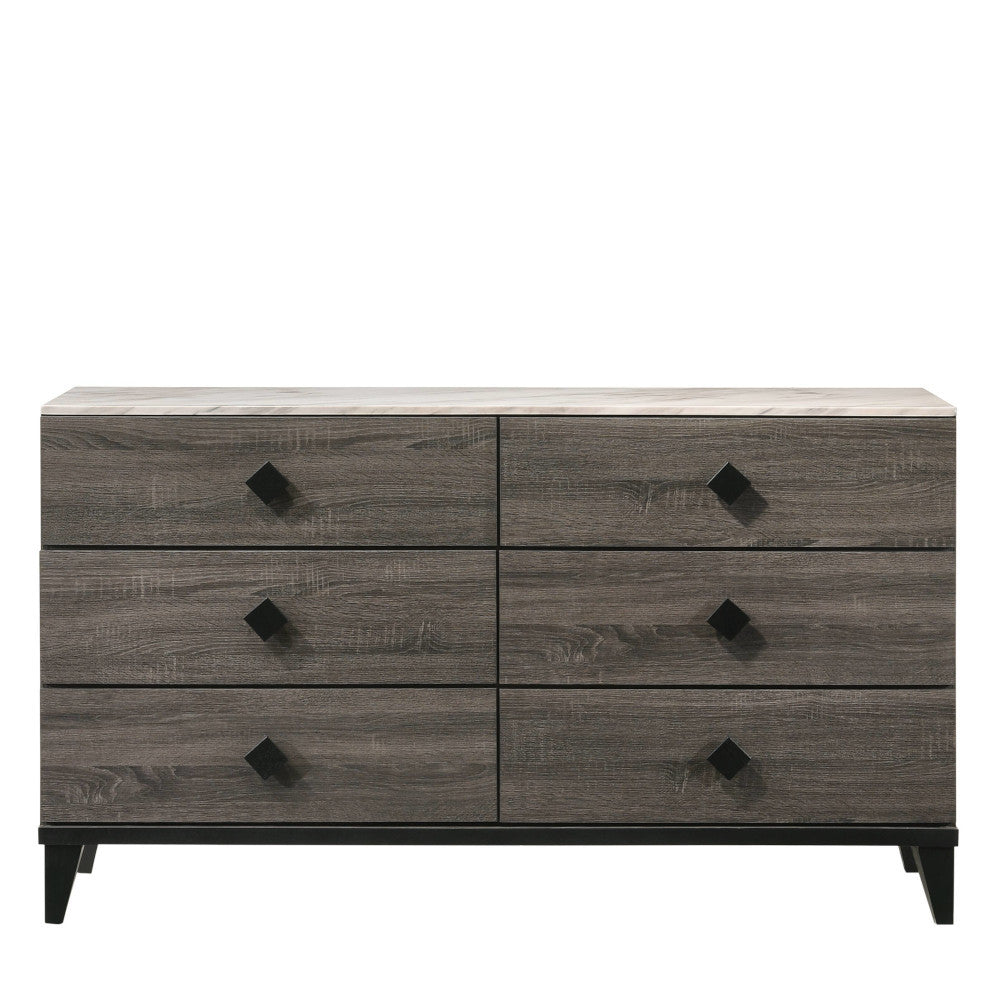 ACME 27675 Avantika Dresser, Faux Marble & Rustic Gray Oak