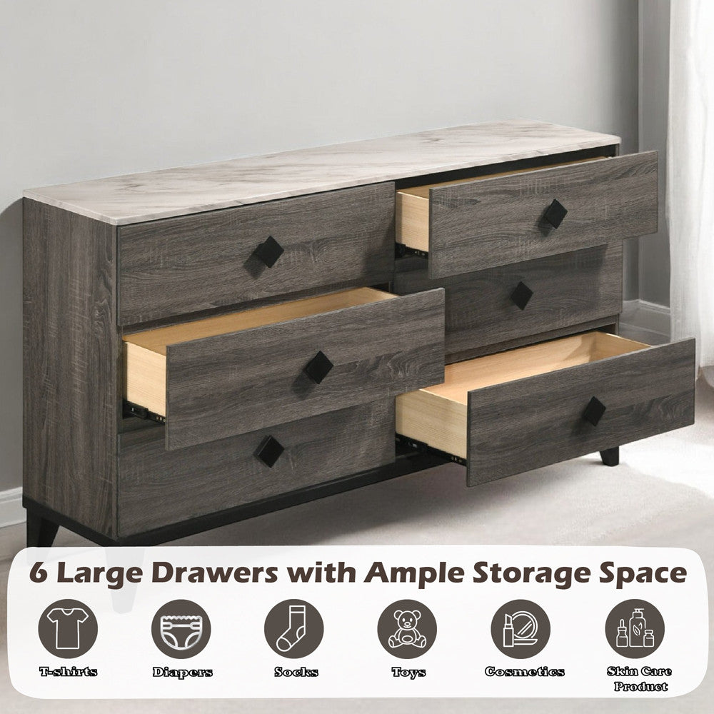 ACME 27675 Avantika Dresser, Faux Marble & Rustic Gray Oak