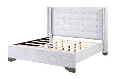 ACME 27697EK Artesia Eastern King Bed, Tan Fabric & Salvaged Natural Finish