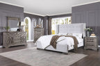 ACME 27697EK Artesia Eastern King Bed, Tan Fabric & Salvaged Natural Finish