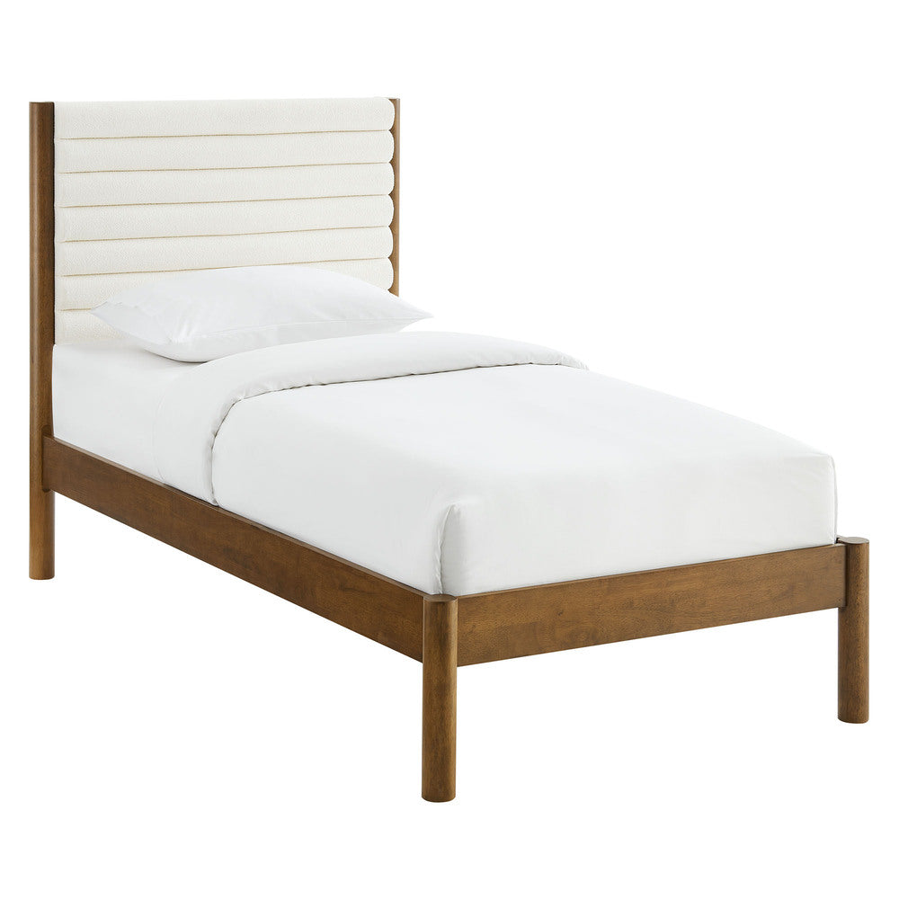 Modway MOD-7196 Olea Channel Tufted Boucle Solid Wood Twin Platform Bed