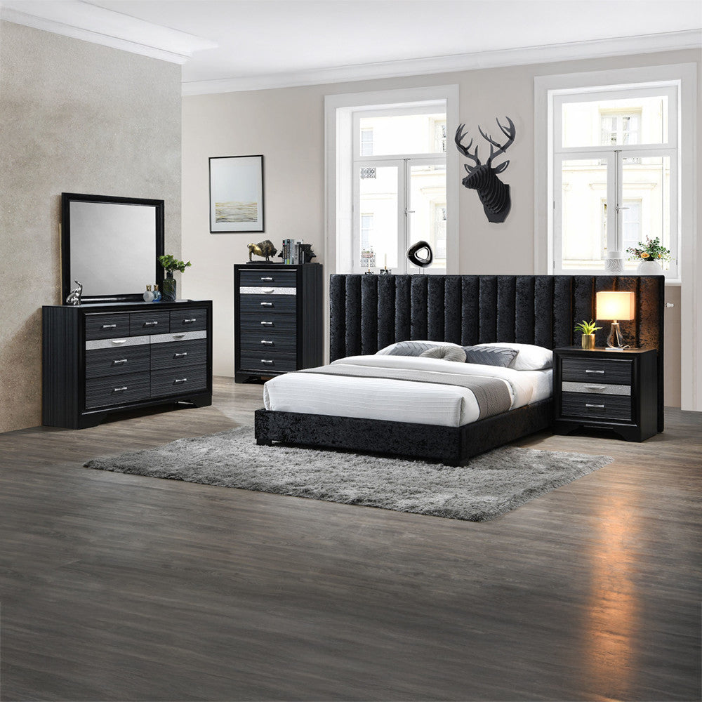 ACME 27760Q Rivas Queen Bed, Black Fabric