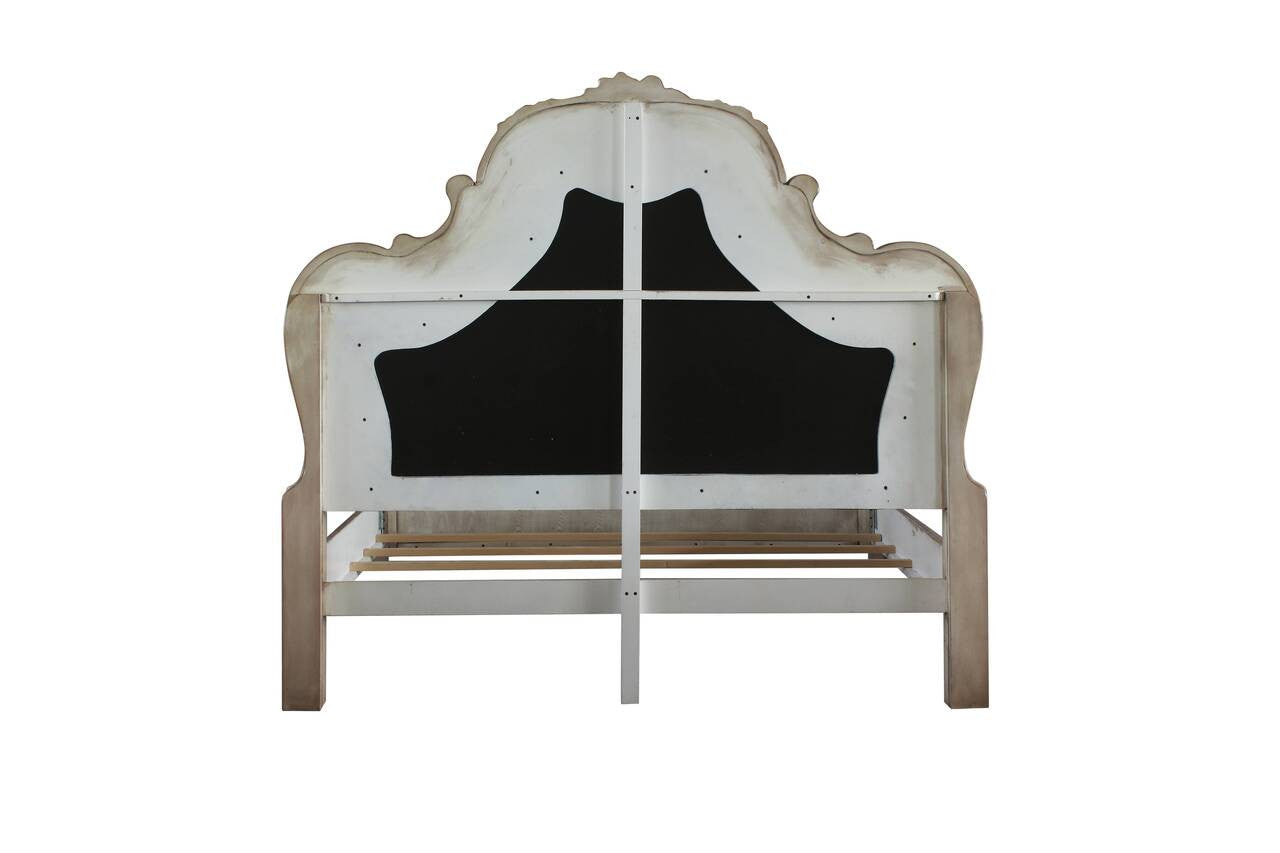 ACME 28164CK Dresden California King Bed, Vintage Bone White & PU