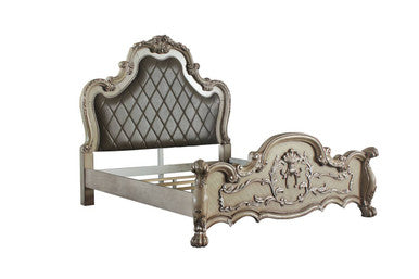 ACME 28164CK Dresden California King Bed, Vintage Bone White & PU