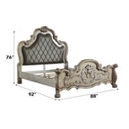 ACME 28167EK Dresden Eastern King Bed, Vintage Bone White & PU