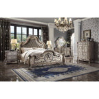ACME 28170Q Dresden Queen Bed, Vintage Bone White & PU