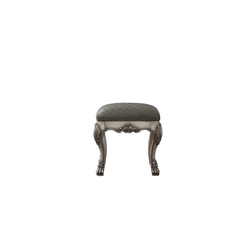 ACME 28195 Dresden Vanity Stool, Vintage Bone White & PU