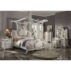 ACME 28204CK Picardy California King Bed with Canopy, Fabric & Antique Pearl