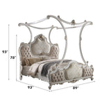 ACME 28204CK Picardy California King Bed with Canopy, Fabric & Antique Pearl