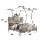 ACME 28207EK Picardy Eastern King Bed with Canopy, Fabric & Antique Pearl