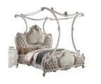 ACME 28207EK Picardy Eastern King Bed with Canopy, Fabric & Antique Pearl