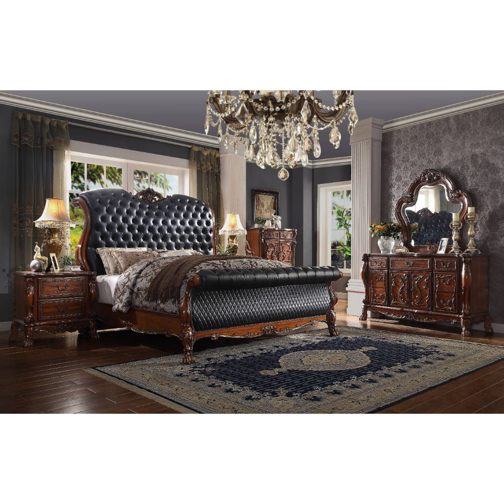 ACME 28230Q Dresden Queen Bed, PU & Cherry Oak