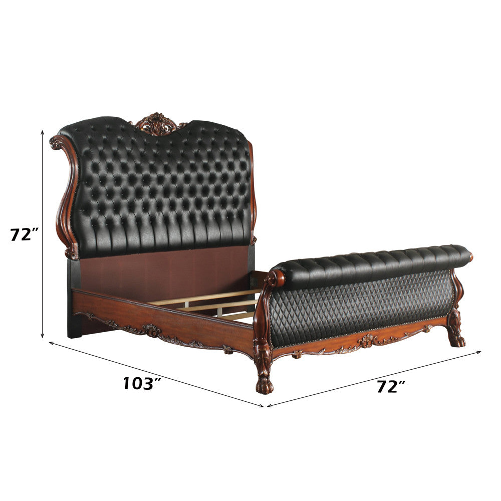 ACME 28230Q Dresden Queen Bed, PU & Cherry Oak