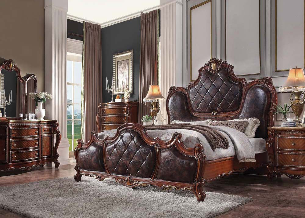 ACME 28234CK Picardy California King Bed, PU & Cherry Oak