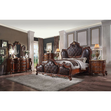 ACME 28240Q Picardy Queen Bed, PU & Cherry Oak