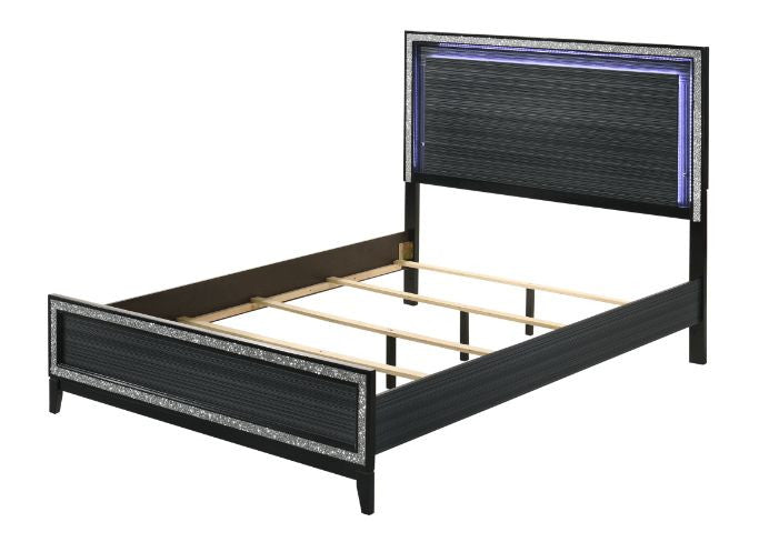ACME 28430Q Haiden Queen Bed, LED & Weathered Black Finish
