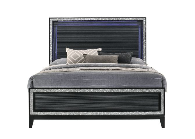 ACME 28430Q Haiden Queen Bed, LED & Weathered Black Finish