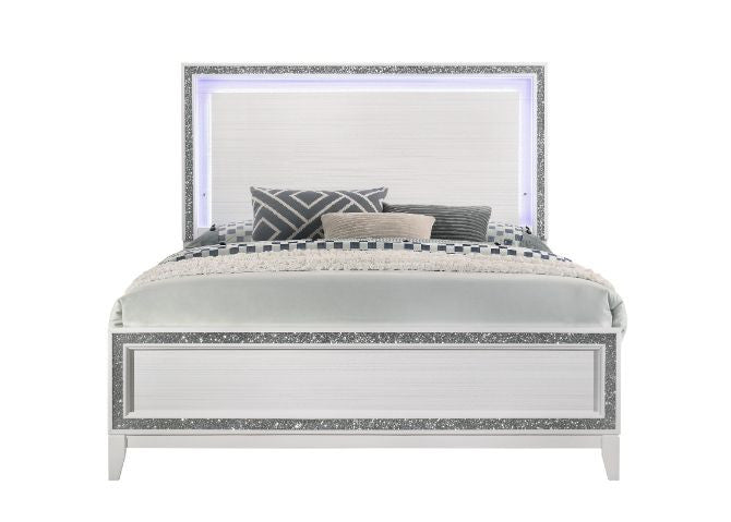 ACME 28450Q Haiden Queen Bed, LED & White Finish