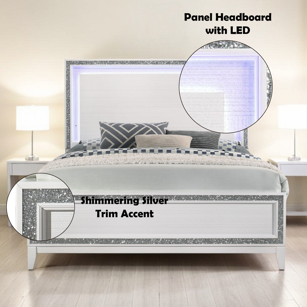 ACME 28450Q Haiden Queen Bed, LED & White Finish