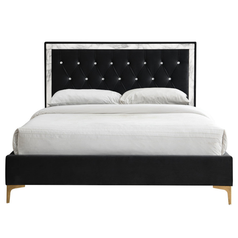 ACME 28987EK Rowan Eastern King Bed, Black Fabric