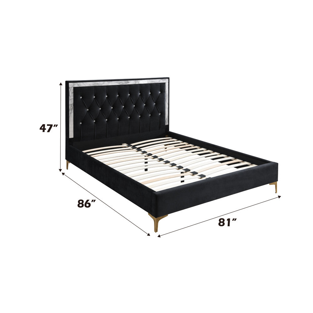 ACME 28987EK Rowan Eastern King Bed, Black Fabric