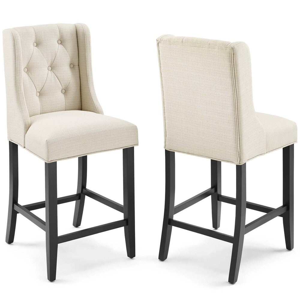 Modway EEI-4020 Baronet Upholstered Fabric Counter Bar Stool Set of 2