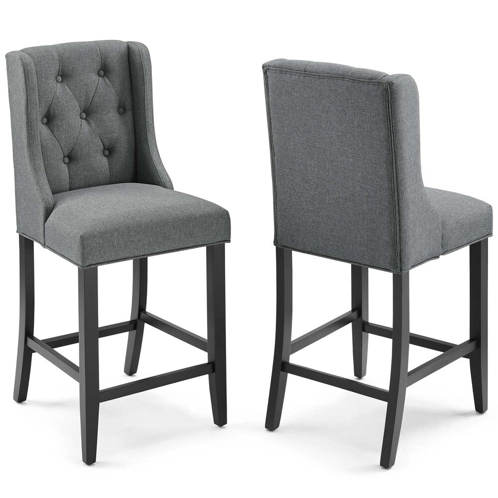 Modway EEI-4020 Baronet Upholstered Fabric Counter Bar Stool Set of 2