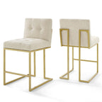 Modway EEI-4154 Privy Gold Stainless Steel Upholstered Fabric Counter Stool Set of 2