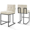 Modway EEI-4156 Privy Black Stainless Steel Upholstered Fabric Counter Stool Set of 2
