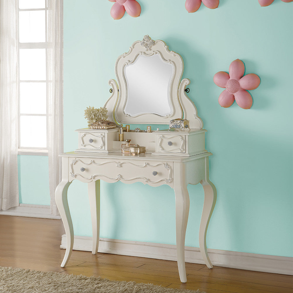 ACME 30516 Edalene Vanity & Mirror, Pearl White (1Set/3Ctn)