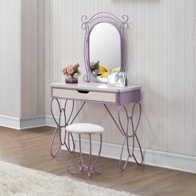 ACME 30539 Priya II Vanity Set, White & Light Purple