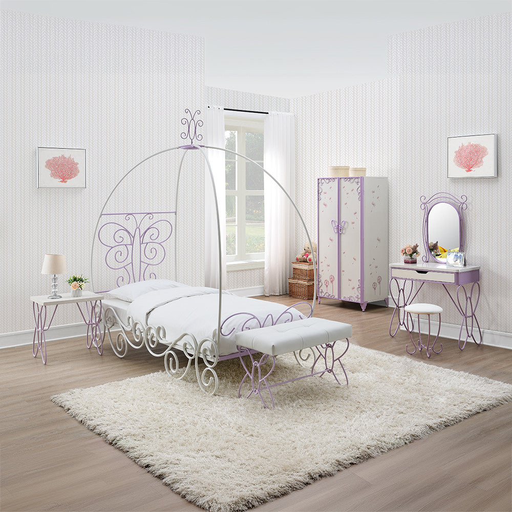ACME 30539 Priya II Vanity Set, White & Light Purple