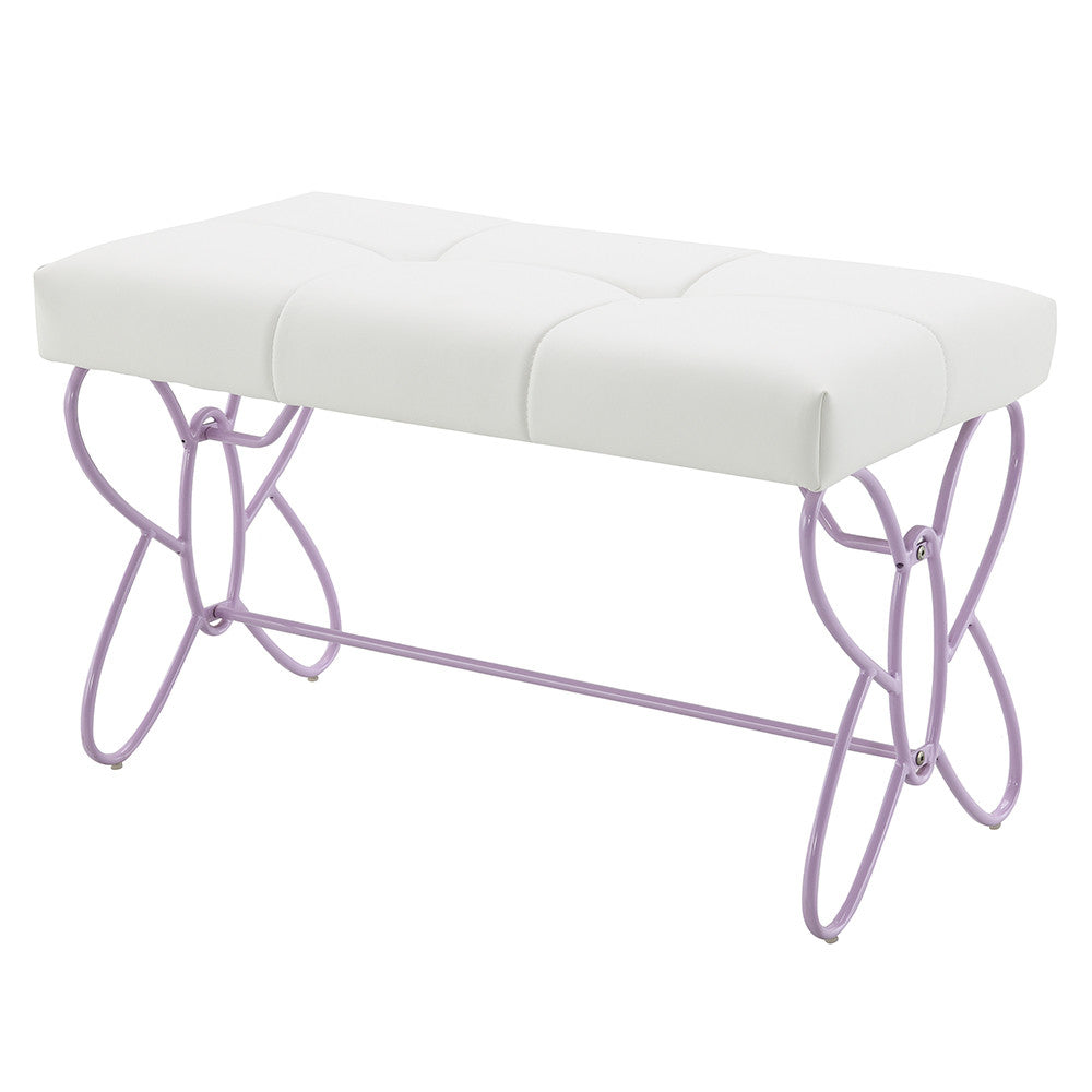 ACME 30542 Priya II Bench, White & Light Purple
