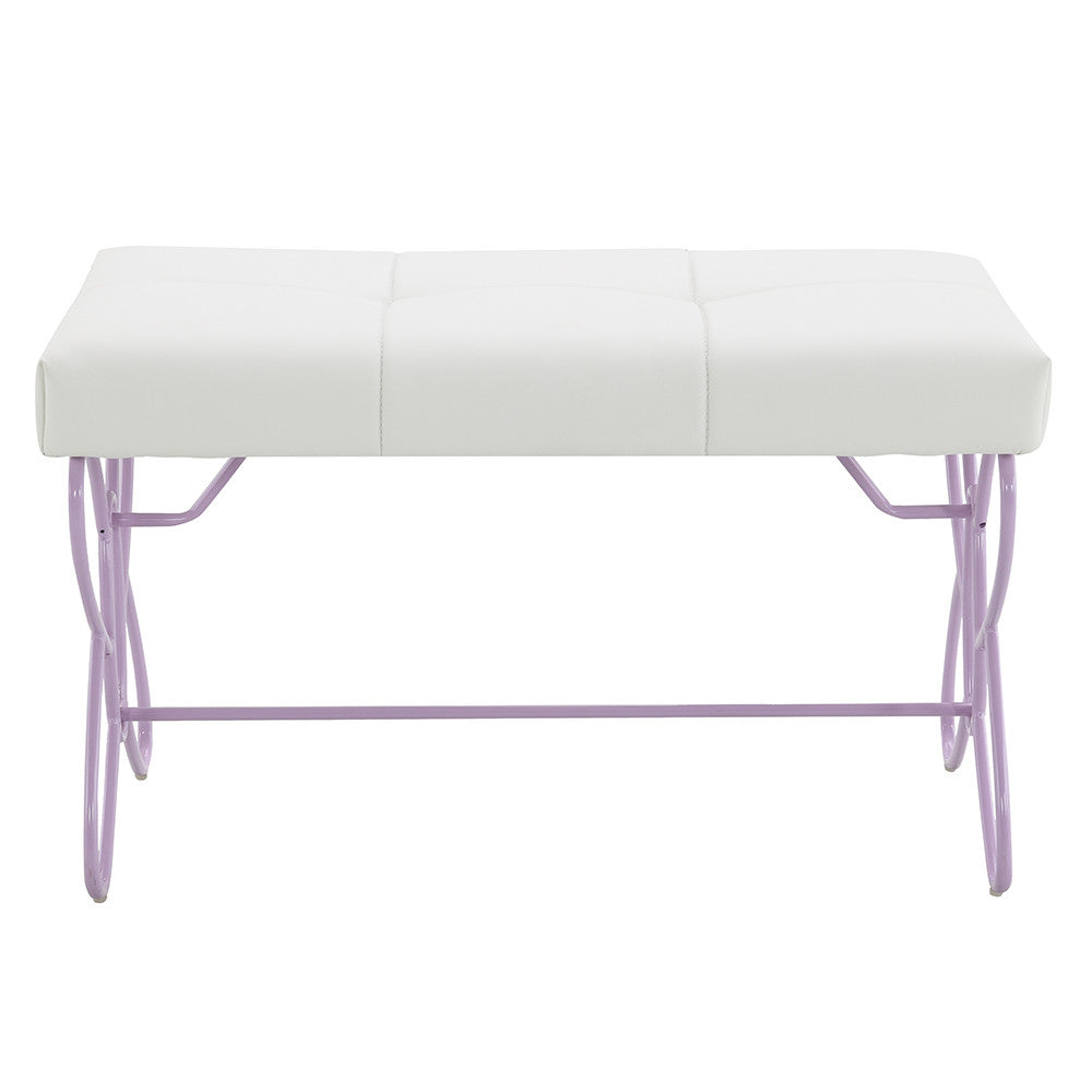 ACME 30542 Priya II Bench, White & Light Purple