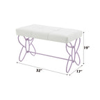 ACME 30542 Priya II Bench, White & Light Purple