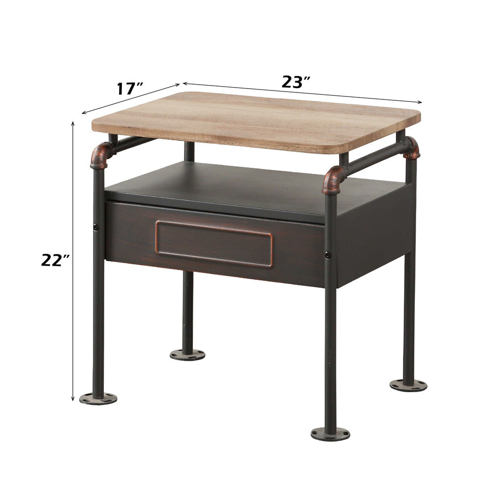 ACME 30737 Nicipolis Nightstand, Antique Oak & Sandy Gray