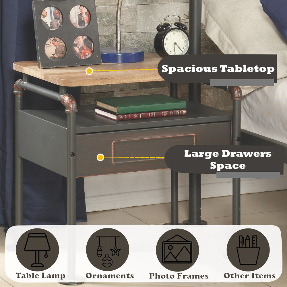ACME 30737 Nicipolis Nightstand, Antique Oak & Sandy Gray