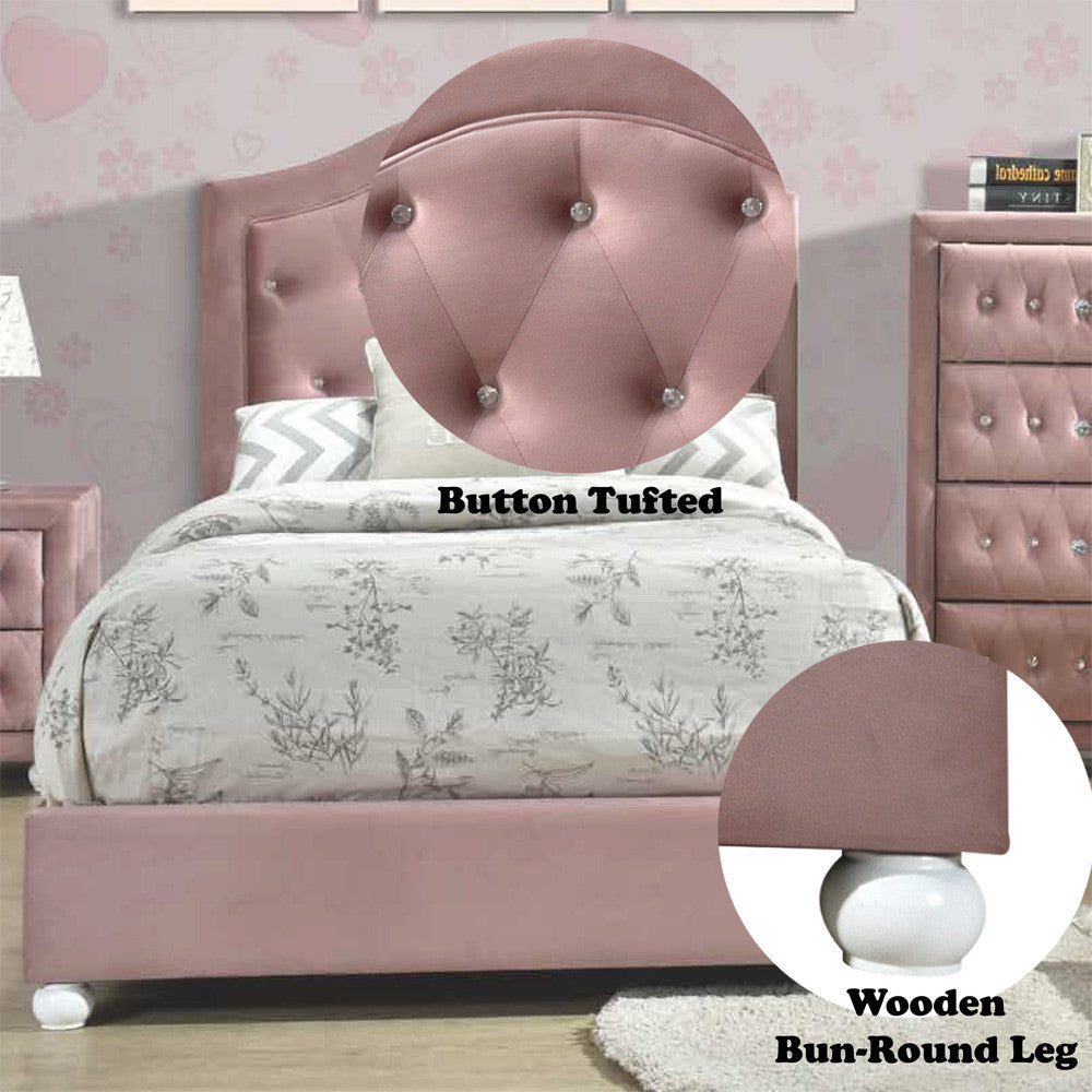 ACME 30820T Reggie Twin Bed, Pink Fabric