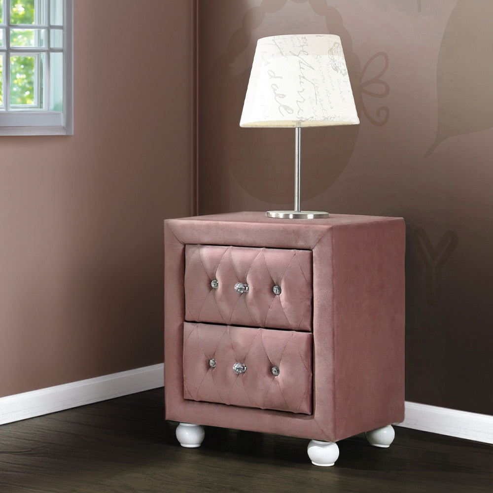 ACME 30823 Reggie Nightstand, Pink Fabric