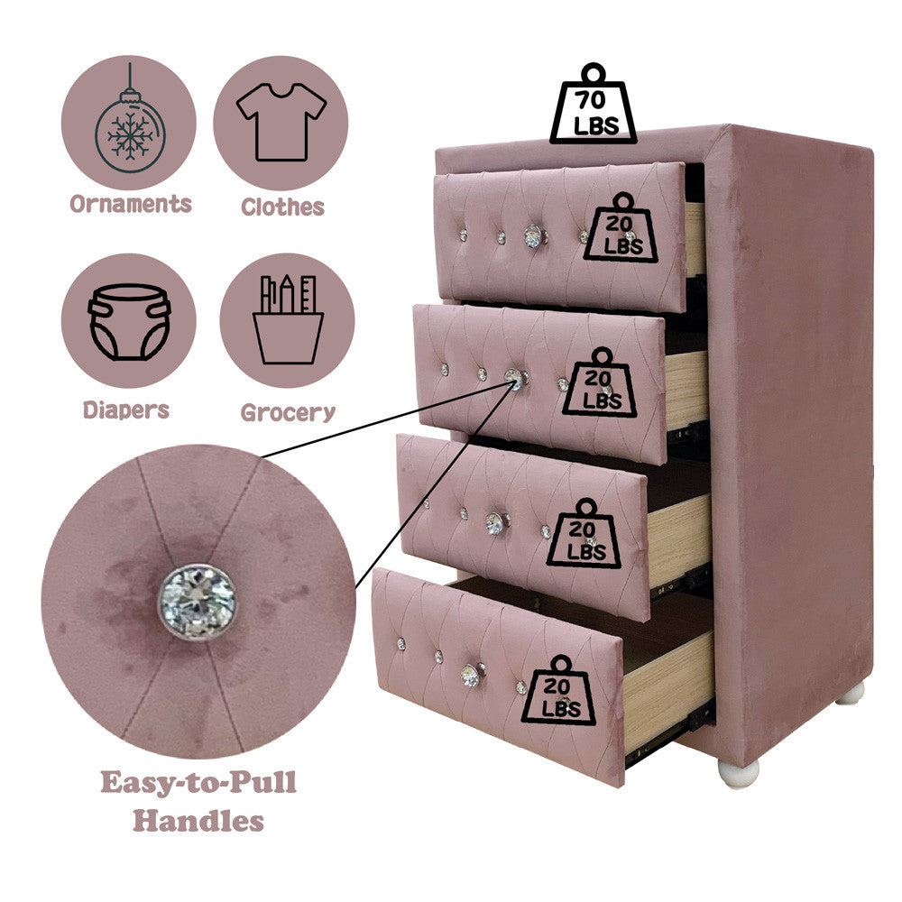ACME 30826 Reggie Chest, Pink Fabric