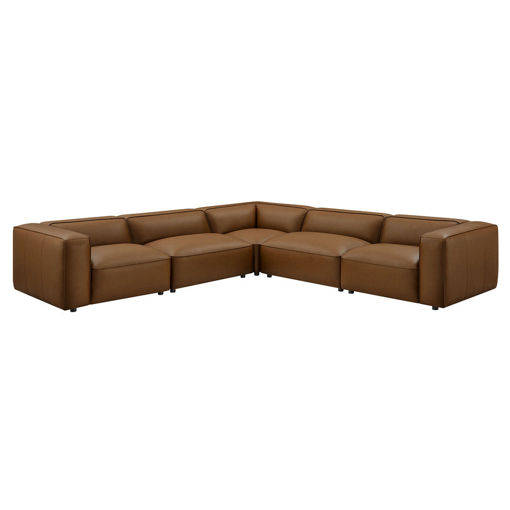 Modway EEI-7129 Auren 5-Piece Upholstered Vegan Leather Modular L-Shaped Sofa