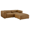 Modway EEI-7130 Auren 3-Piece Upholstered Vegan Leather Modular Loveseat with Ottoman