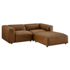 Modway EEI-7130 Auren 3-Piece Upholstered Vegan Leather Modular Loveseat with Ottoman